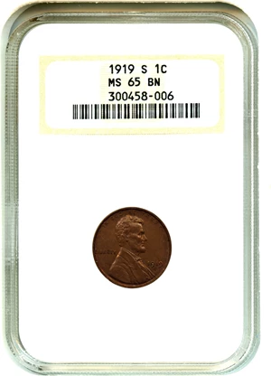 image for: 1919-S 1c NGC MS65 BN (OH)