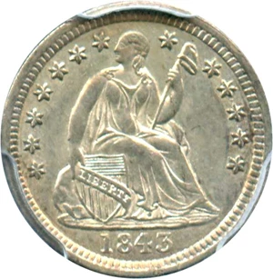 image for: 1843 H10c PCGS/CAC AU55