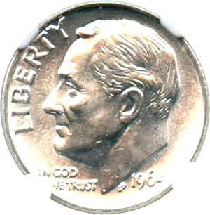 image for: 1964 10c NGC MS66 FT