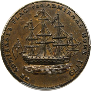 image for: 1779 Rhode Island Ship Token PCGS/CAC MS63 (No Wreath, Brass)