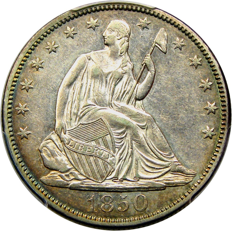 image for: 1850 50c PCGS/CAC XF45
