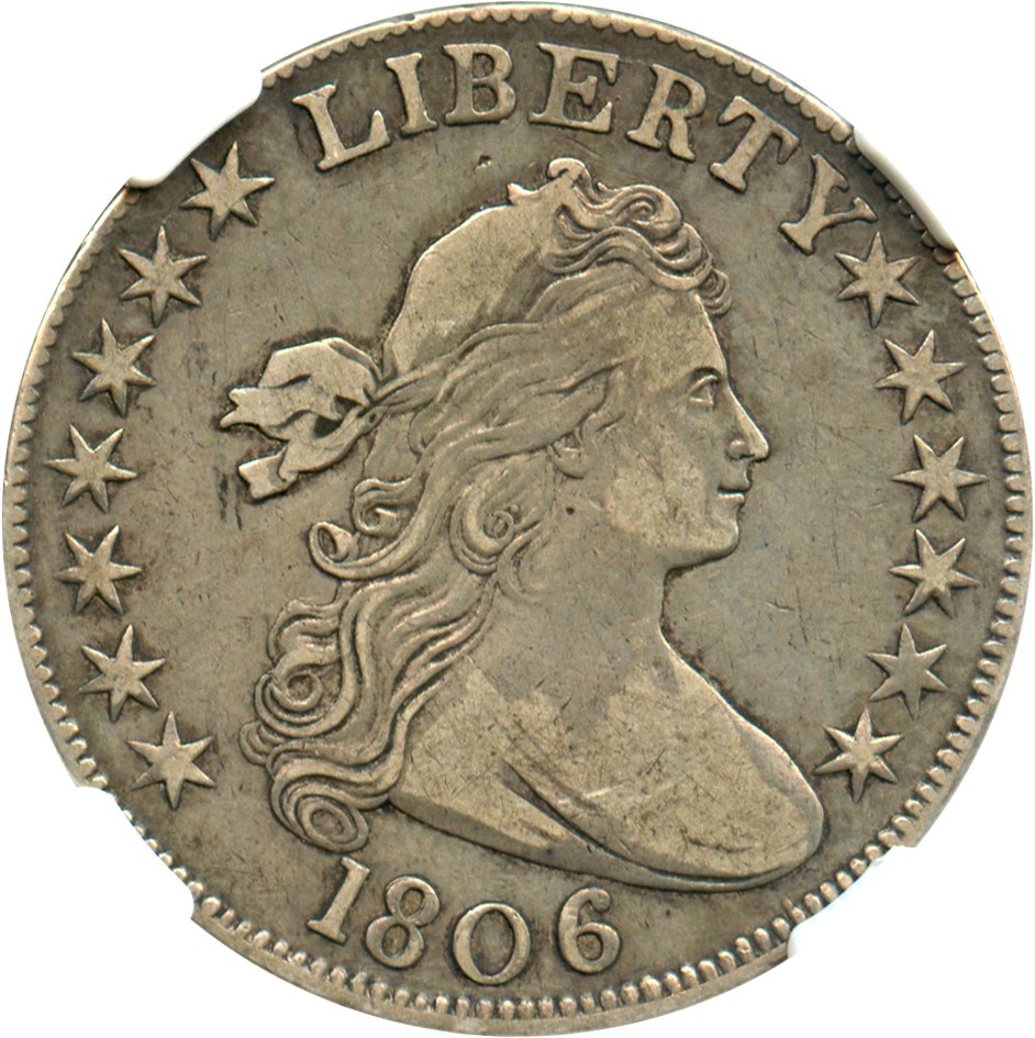 image for: 1806 50c NGC/CAC VF30 (Knob 6, Small Stars, O-106)