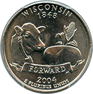 image for: 2004-D Wisconsin 25c PCGS MS65 (FS-5902, Extra Leaf Low)