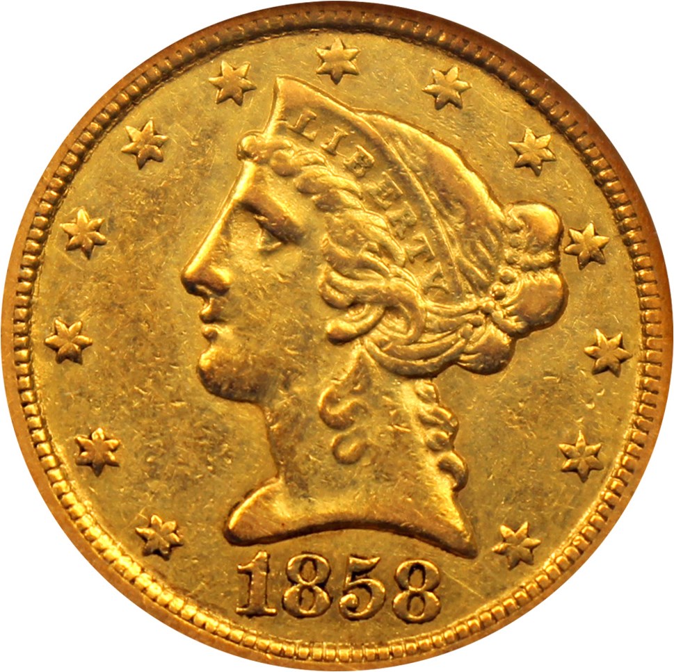 image for: 1858-C $5 NGC XF40