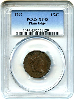 image for: 1797 1/2c PCGS XF45 BN (Plain Edge)