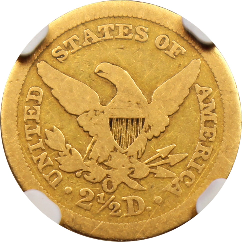 image for: 1843-O $2 1/2 NGC/CAC VG-08 (Large Date)