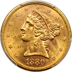 image for: 1880-S $5 PCGS MS62