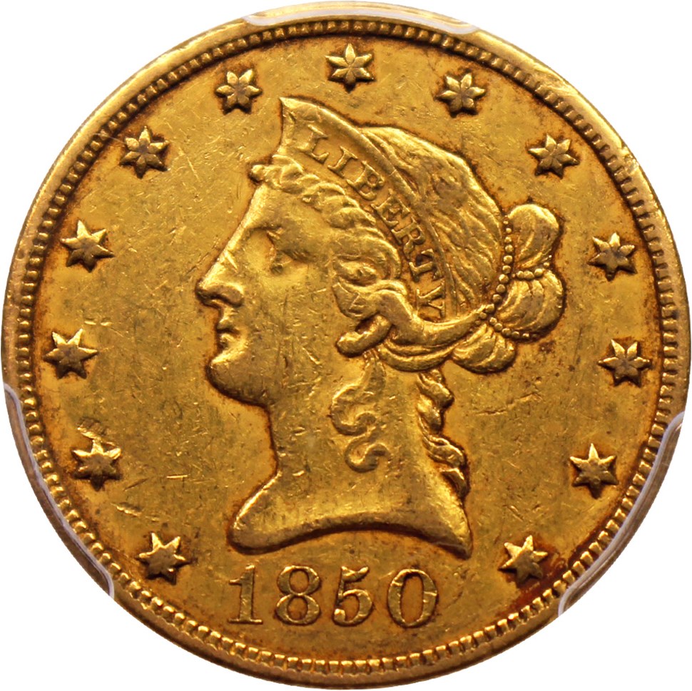 image for: 1850 $10 PCGS AU50 (Large Date)