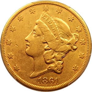 image for: 1861-S $20 PCGS XF45