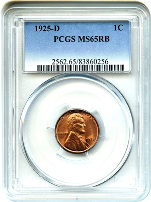 image for: 1925-D 1c PCGS MS65 RB
