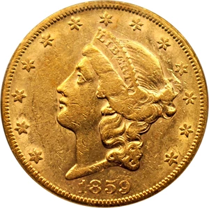image for: 1859-S $20 PCGS AU53