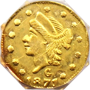 image for: 1871 Cal. Gold 25c PCGS MS63 (BG-765)