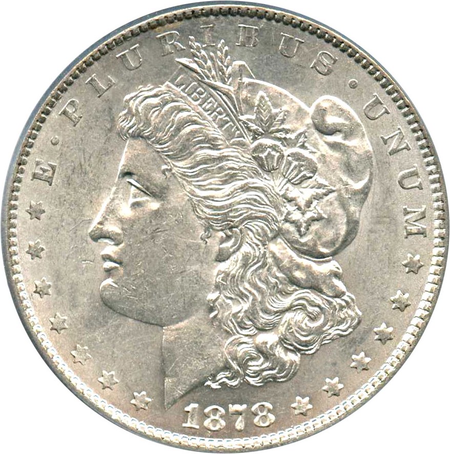 image for: 1878 7TF $1 PCGS AU58 (Reverse of 1879, VAM-223 Washed Out L)