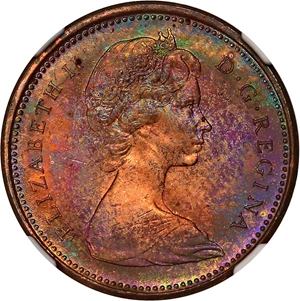 image for: Canada: 1965 1c NGC MS63 RB (Large Beads, Blunt 5)