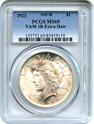 image for: 1923 $1 PCGS MS65 (VAM-1B, Extra Hair)