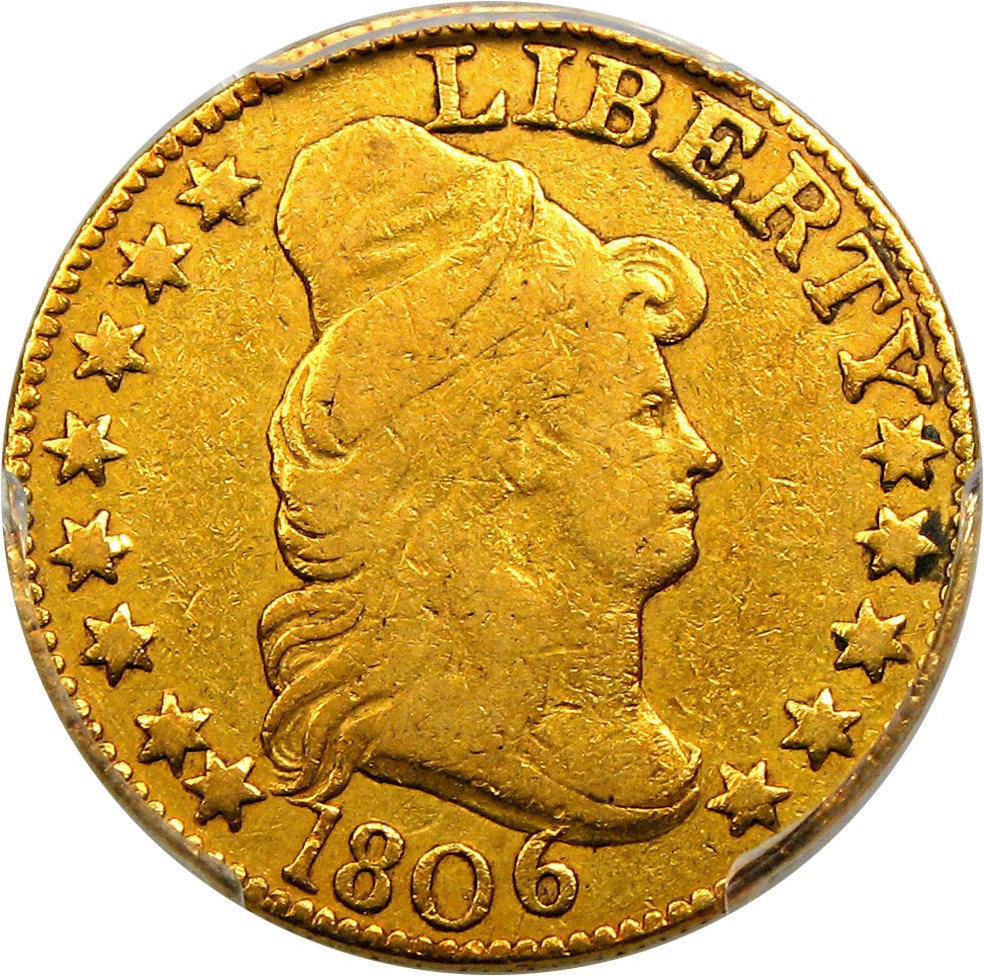 image for: 1806 $5 PCGS/CAC F15 (Pointed 6, 8X5 Stars)
