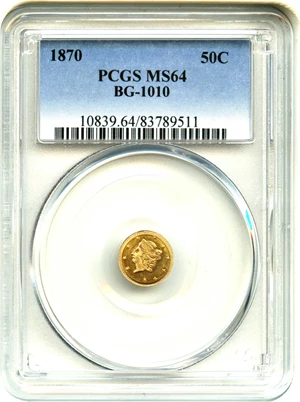image for: 1870 Cal. Gold 50c PCGS MS64 (BG-1010)