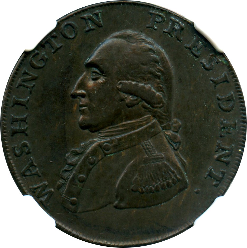 image for: 1791 Washington Cent NGC/CAC AU58 BN (Small Eagle)