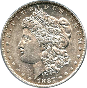 image for: 1887-O $1 PCGS AU55 (VAM-2, Double 1 Triple 7)