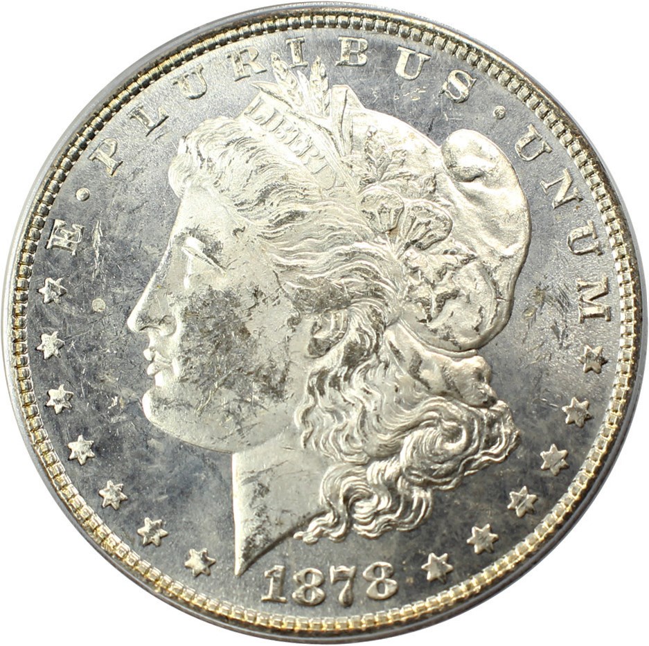 image for: 1878 8TF $1 PCGS MS62 PL (VAM-23, Crazy Lips)