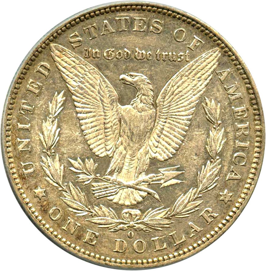 image for: 1880-O $1 PCGS AU50 (VAM-43, Doubled Ear)