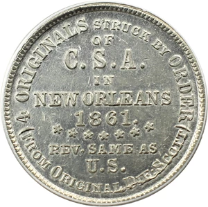 image for: 1861 Confederate States of America 50c PCGS MS62 (Scott Restrike)