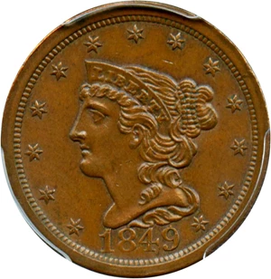 image for: 1849 1/2c PCGS/CAC MS64 BN