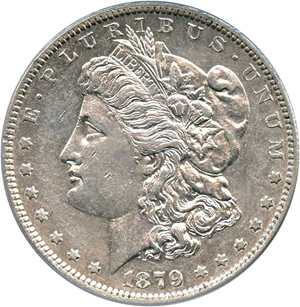 image for: 1879-O $1 PCGS AU50 (VAM-4, O/Horizontal O)