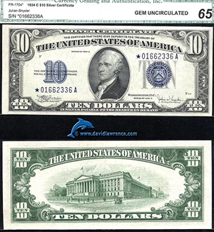 image for: Fr.1704* 1934-C $10 CGA Gem CU 65 *Star*