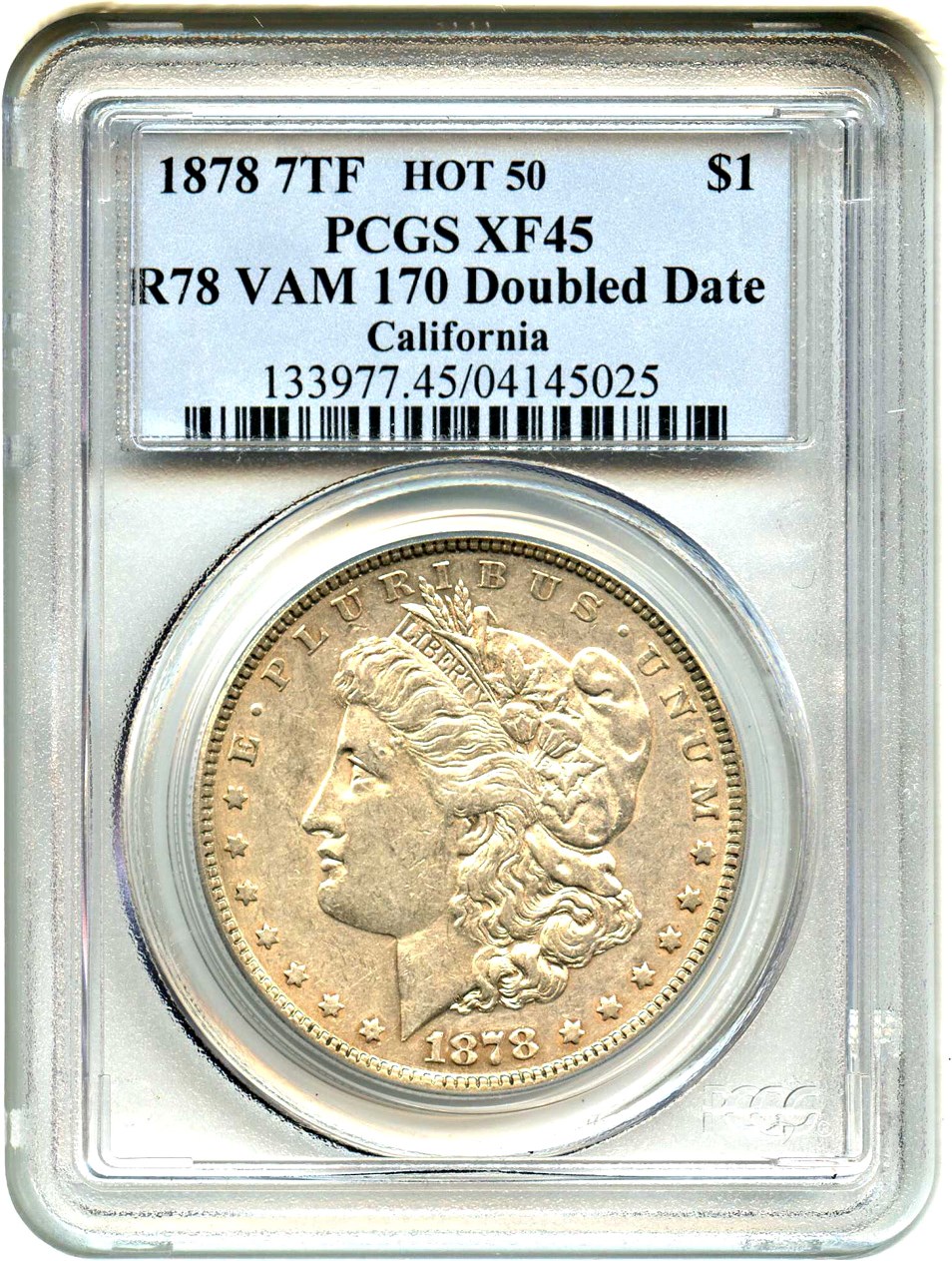 image for: 1878 7TF $1 PCGS XF45 (Reverse of 1878, VAM-170 Doubled Date)