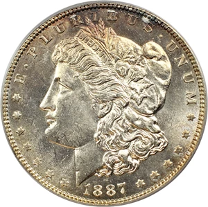 image for: 1887 $1 PCGS MS63 (VAM-2, 7/6)