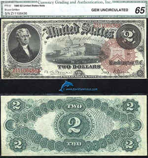 image for: Fr.51 1880 $ 2 CGA Gem CU 65