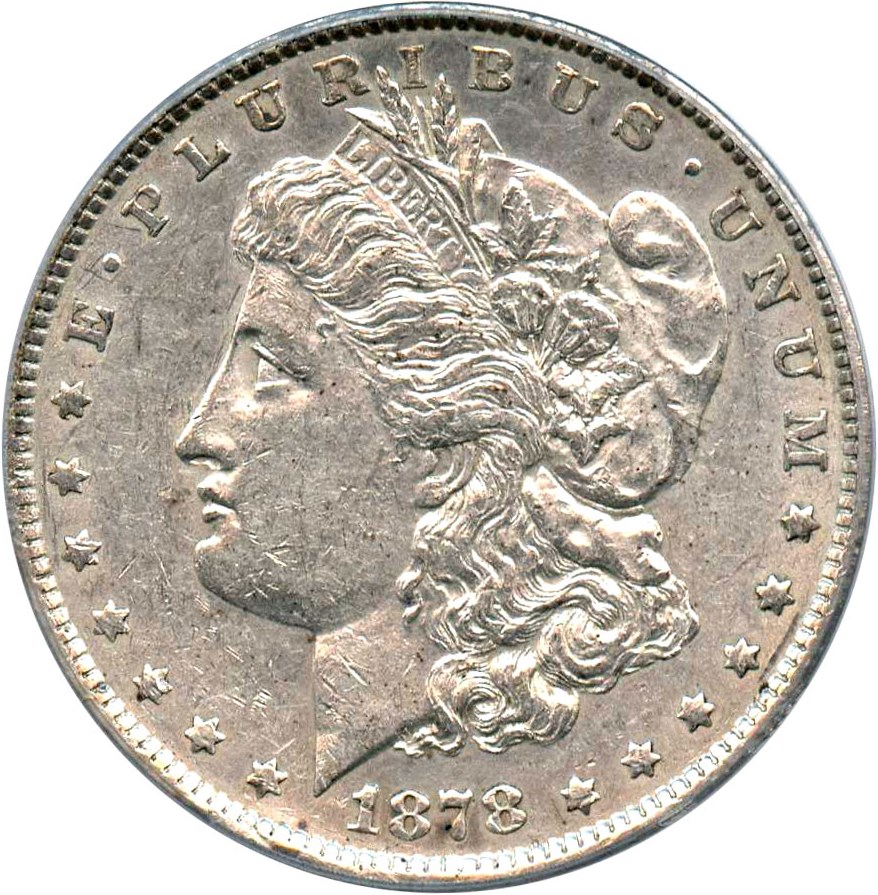 image for: 1878 7TF $1 PCGS AU53 (Reverse of 1879, VAM-220, Tripled R)