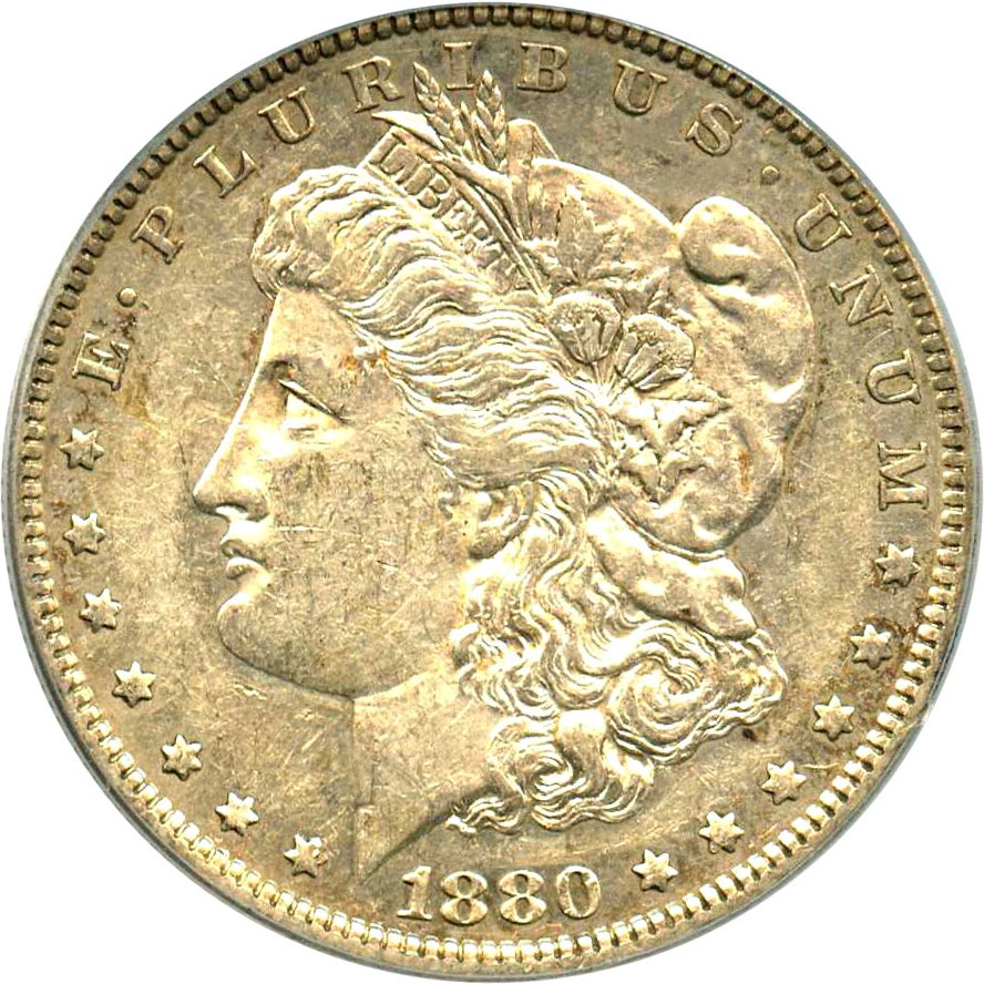 image for: 1880-O $1 PCGS AU50 (VAM-43, Doubled Ear)