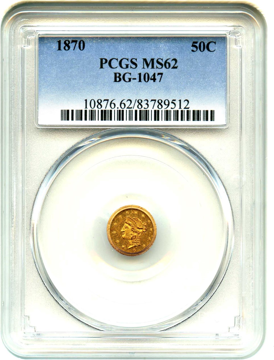 image for: 1870 Cal. Gold 50c PCGS MS62 (BG-1047)