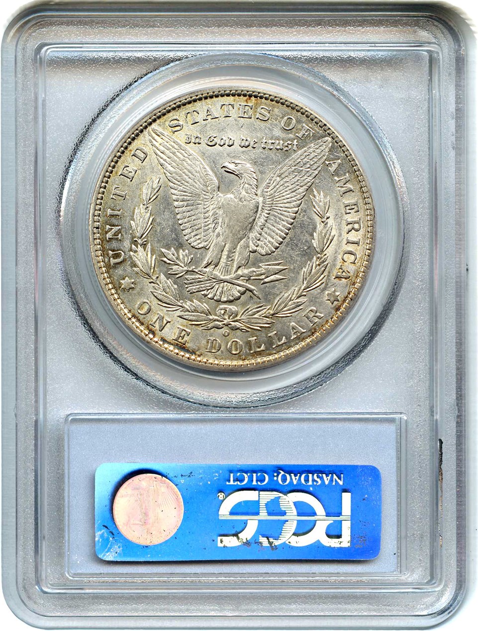image for: 1880-O $1 PCGS AU50 (VAM-49, 8/7 Ear Hangnail)