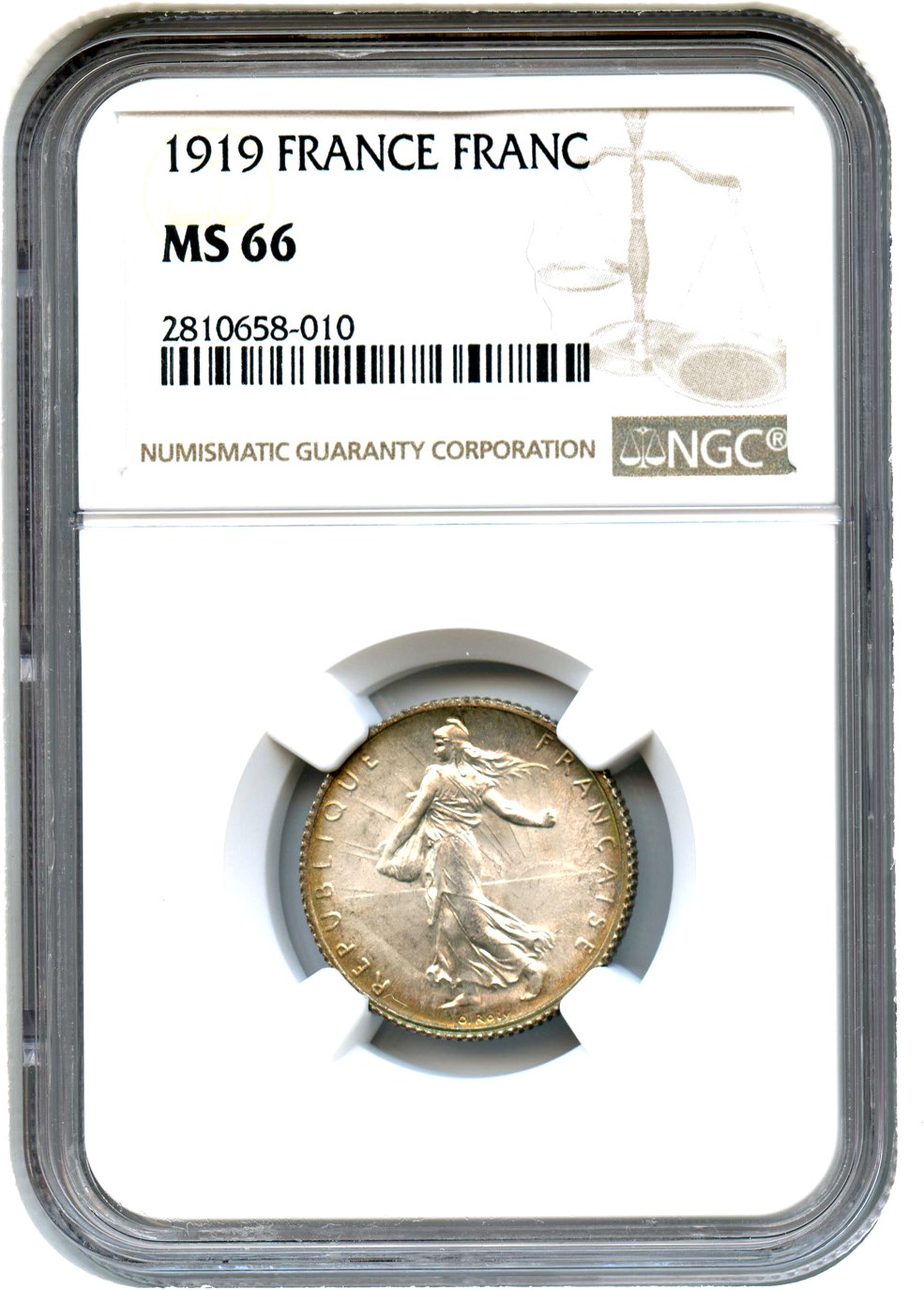 image for: France: 1919 1 Franc NGC MS66