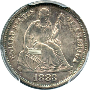 image for: 1883 10c PCGS UNC Details (Cleaning)