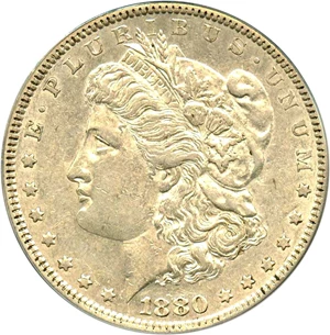 image for: 1880 $1 PCGS AU53 (VAM-6, 8/7 Spikes)