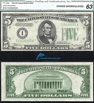 image for: Fr.1956-I 1934 $5 CGA Choice CU 63