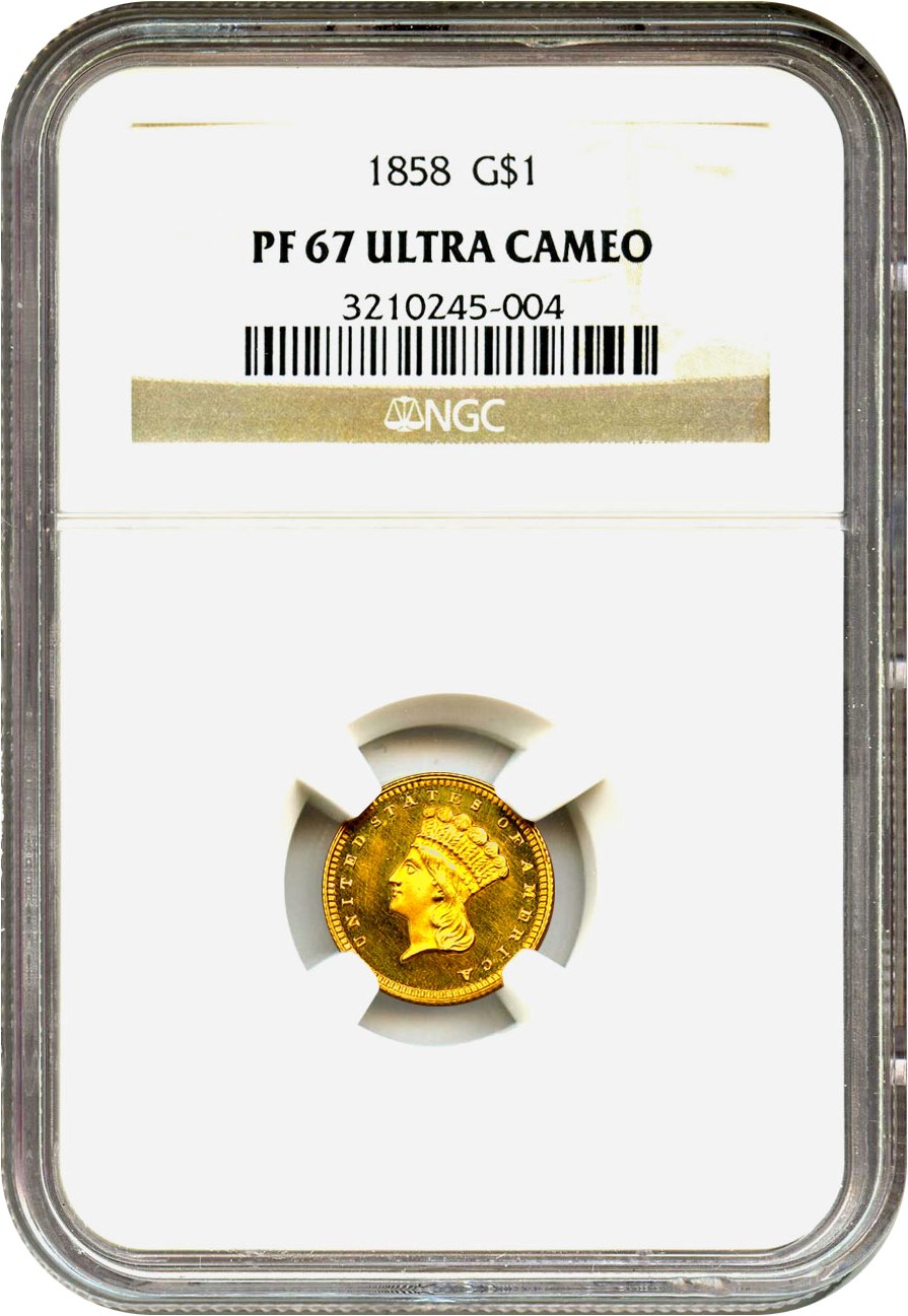 image for: 1858 G$1 NGC Proof 67 UCAM