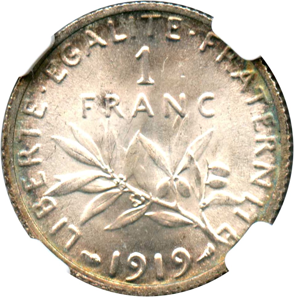 image for: France: 1919 1 Franc NGC MS66