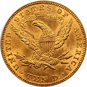 image for: 1887 $10 PCGS/CAC MS62