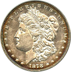 image for: 1878 7TF $1 PCGS AU50 (Reverse of 1878, VAM-169, Quad Stars)