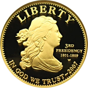 image for: 2007-W Jeffersons Liberty $10 NGC Proof 70 UCAM