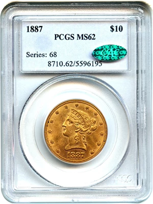 image for: 1887 $10 PCGS/CAC MS62