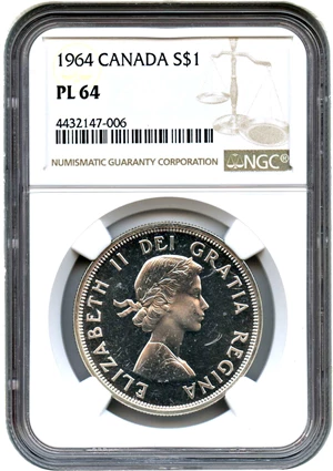 image for: Canada: 1964 $1 NGC MS64 PL