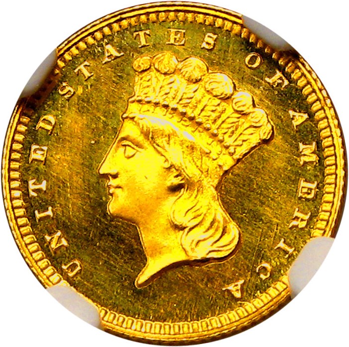 image for: 1858 G$1 NGC Proof 67 UCAM