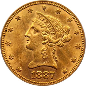image for: 1887 $10 PCGS/CAC MS62