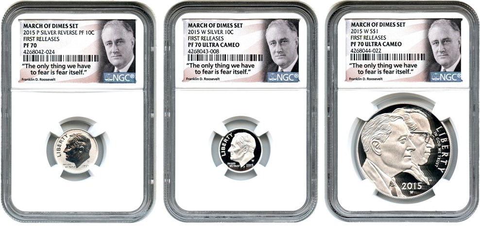 image for: 2015 March of Dimes Set 10c NGC Proof 70 UCAM (Silver, 3 Coins)